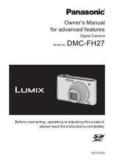 Panasonic Lumix FH27 manual. Camera Instructions.